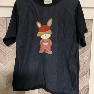 Dosirak made in Korea embroidered cool bunny tee tapered waist size large rare